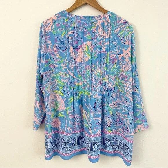 Lilly Pulitzer Marilina Tunic Top - L Multi All Together Now Engineered - Picture 2 of 4